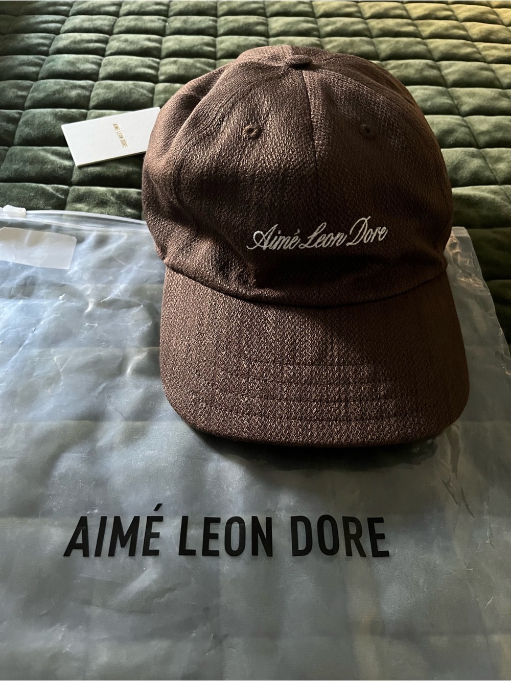 Aime Leon Dore Brown Corduroy Strapback Cap with White Tag